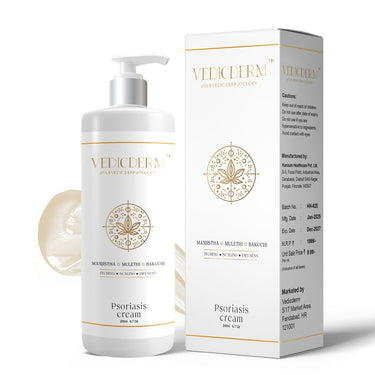 VEDICDERM Psoréa Cream with 2% Bakuchi Extract Skin Barrier Repair | Itching and Dryness Control | Natural, Chemical Free Formula for Psoriatic skin (200ml, Pack of 1)